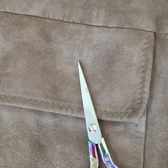 Faconnable Goatskin Suede Jacket Mens L Brown Buttons Pockets Lined 90s Preppy - Picture 11 of 16